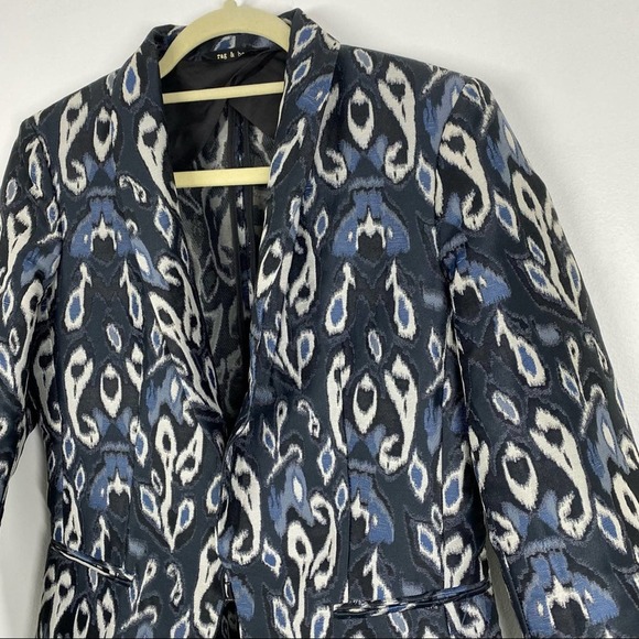 RAG & BONE Ikat blue silver Pretty Little Liars peacock blazer jacket - Picture 5 of 12